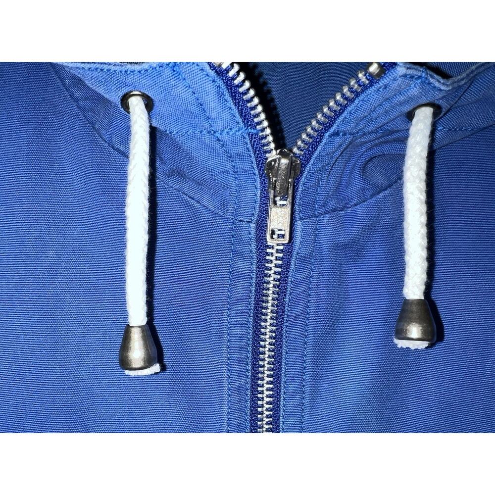 VTG Nautical Hooded Windbreaker Jacket Blue Green White Canvas Small 1980s Retro - Picture 5 of 9